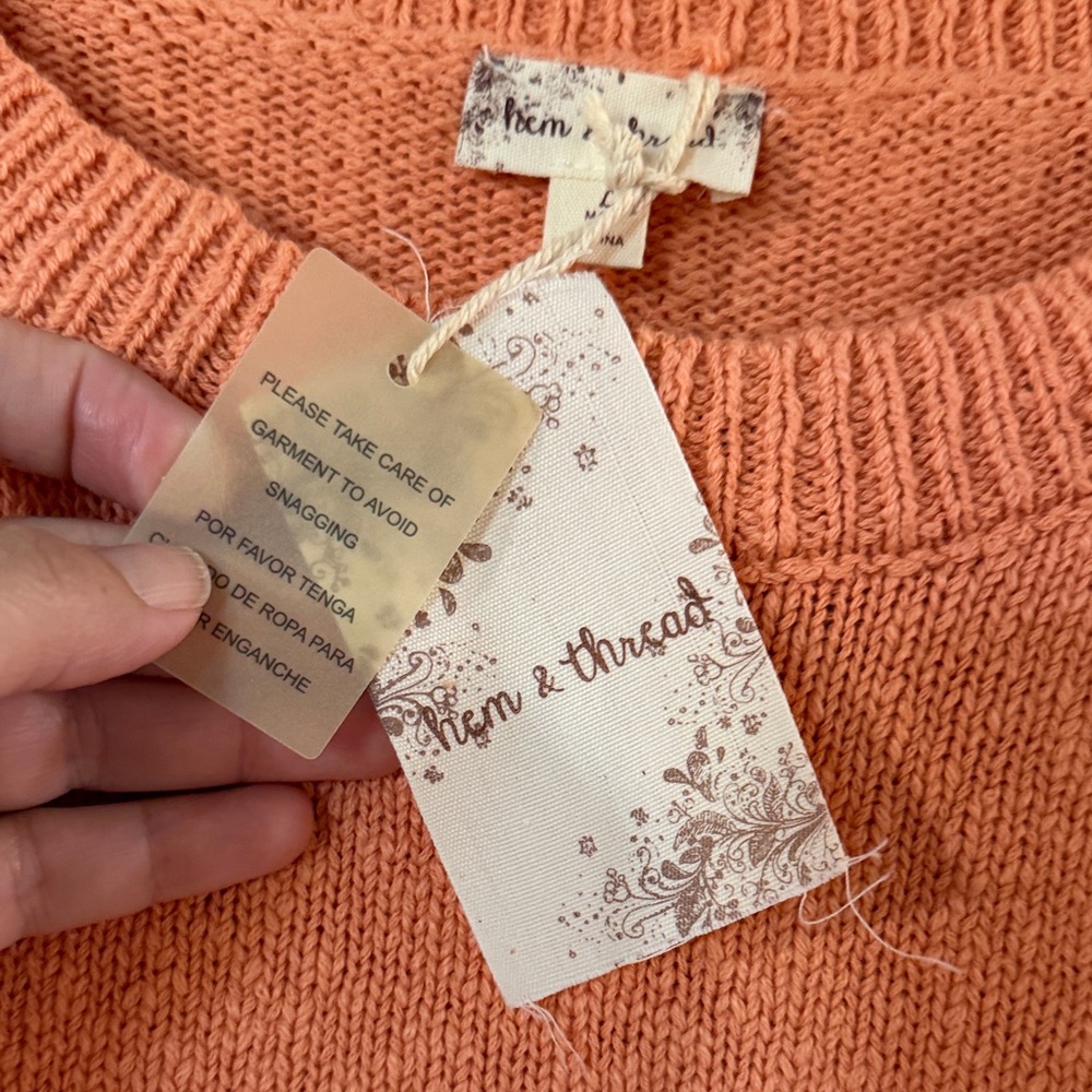 Hem & Thread Apricot Orange Crewneck Sweater - Picture 2 of 10